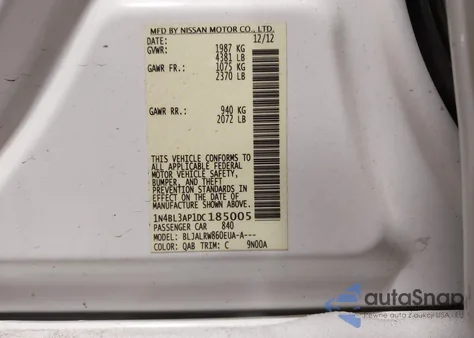 2013 Nissan Altima 3.5 S z USA, uszkodzony, nr VIN 1N4BL3AP1DC185005